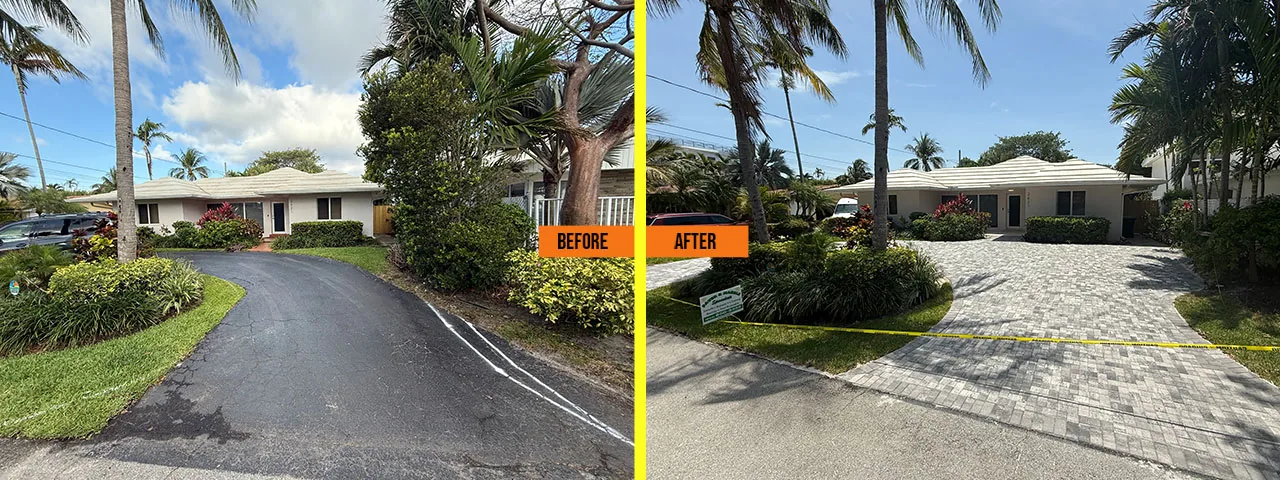 Driveway before and after