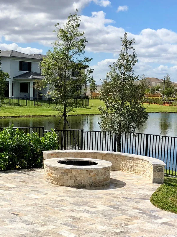 Fire pit with paver surround