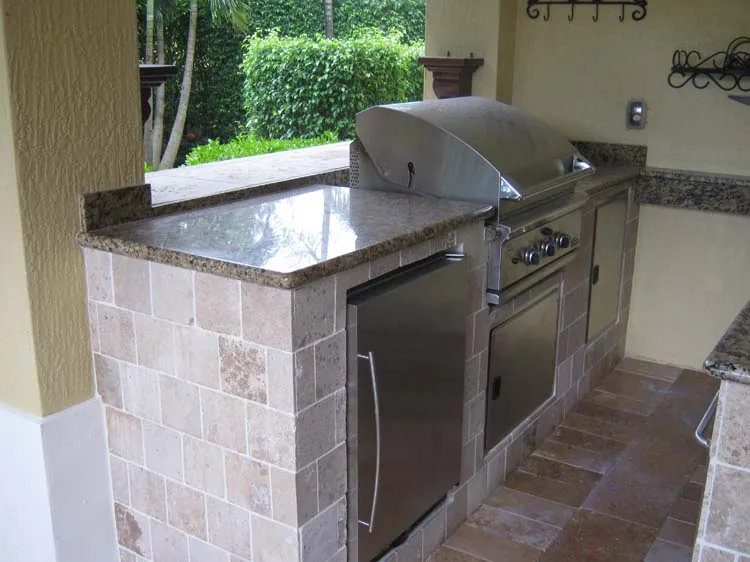 Stone faced outdoor kitchen