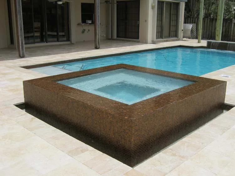 Raised spa with tile
