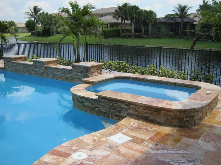 Pool and raised spa