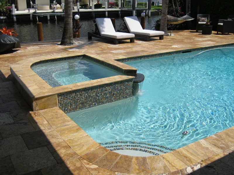Waterfront pool and spa